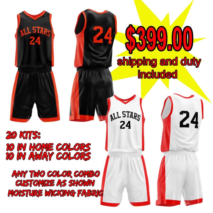Picture of Lot of 20 Basketball Home and Away Uniforms Style N514-Special Custom Made.