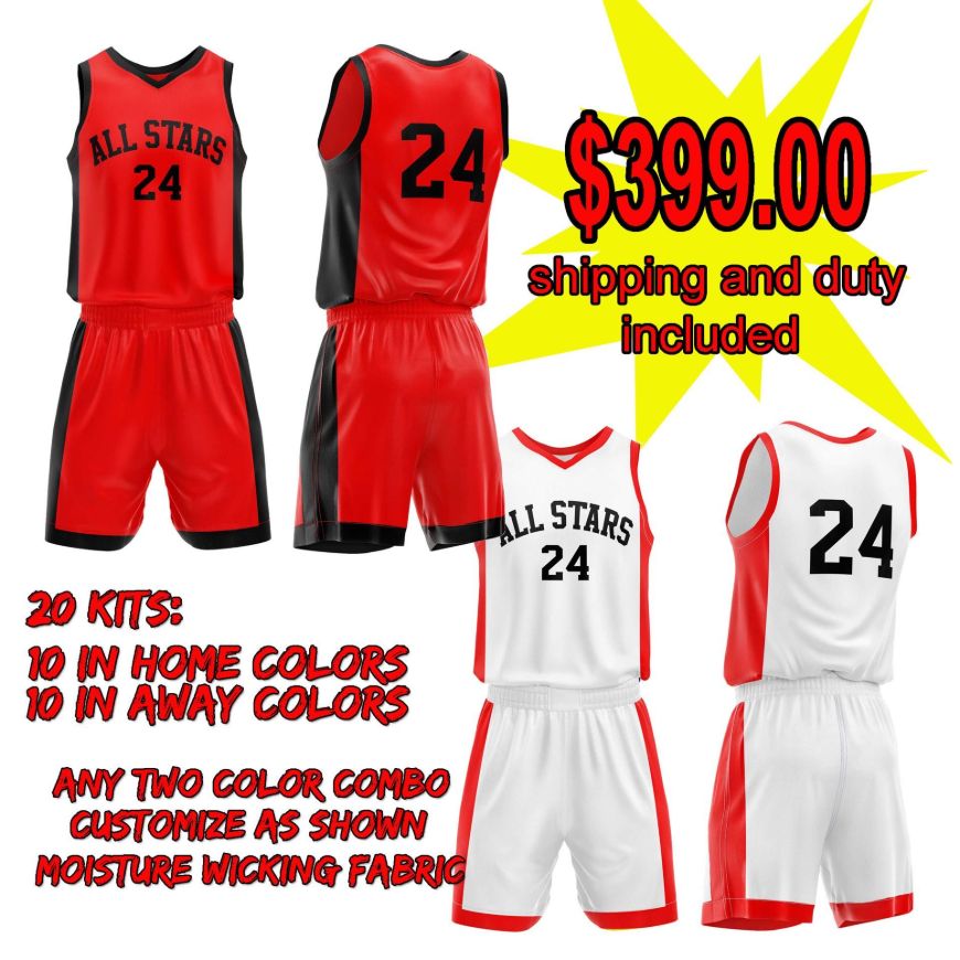 Picture of Lot of 20 Basketball Home and Away Uniforms Style N514-Special Custom Made.