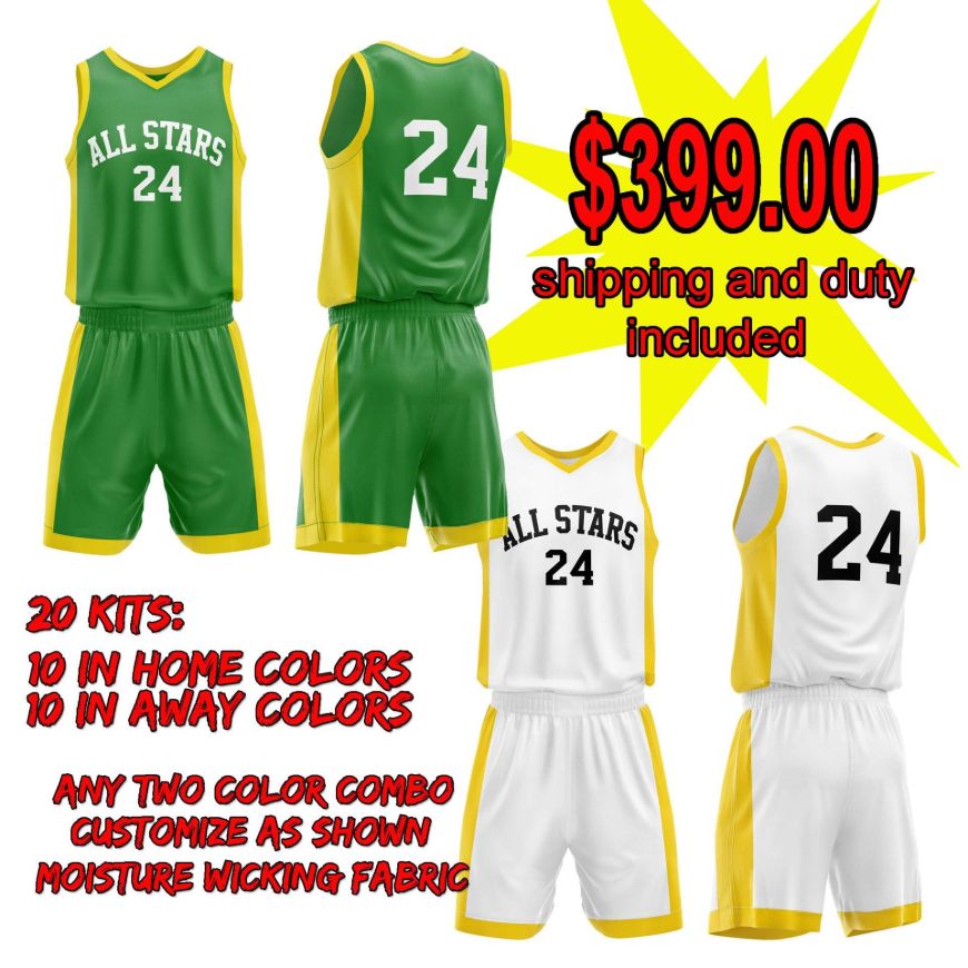 Picture of Lot of 20 Basketball Home and Away Uniforms Style N514-Special Custom Made.