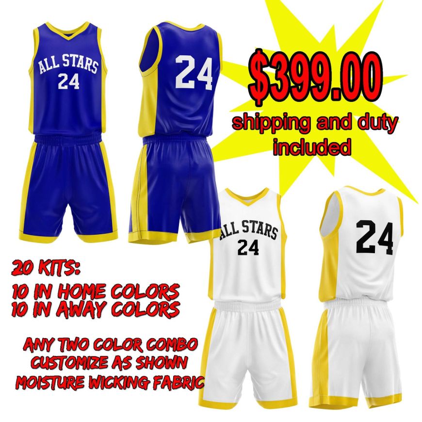 Picture of Lot of 20 Basketball Home and Away Uniforms Style N514-Special Custom Made.